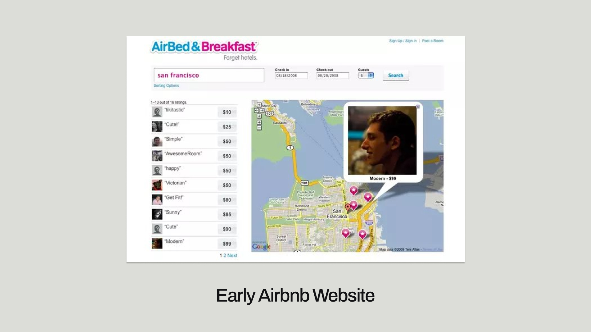 Old School Airbnb Website