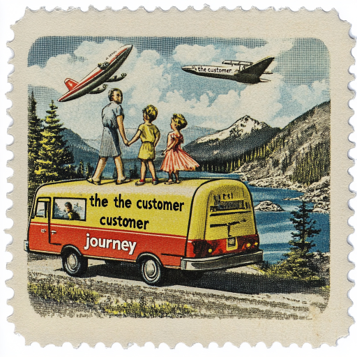 The customer journey vintage postage stamp